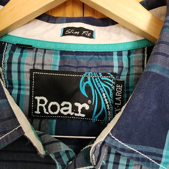 Roar Men's Embroidered Slim Fit XL Long Sleeve Shirt - Picture 5 of 9